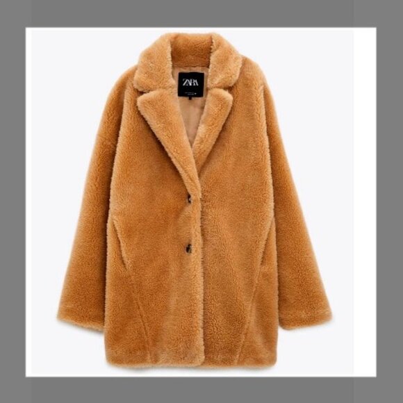 💋GORGEOUS!💋 ZARA FAUX FUR COAT IN LIGTH CAMEL - Picture 2 of 15